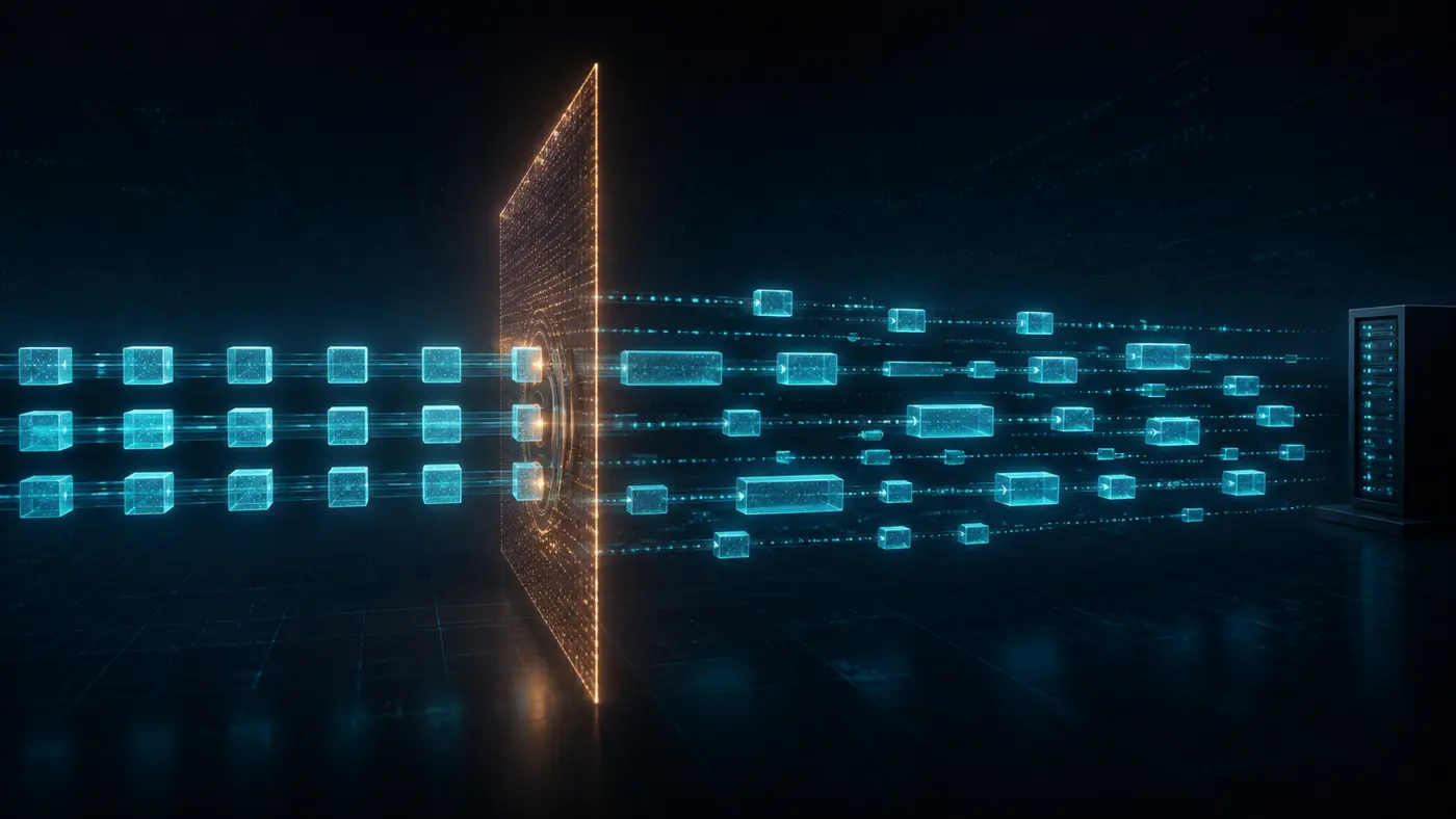 Regular encrypted data packets becoming varied in size and spacing as they pass through a network inspection layer